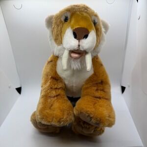 Ice Age Manny Sabertooth Tiger Plush Toy 12 in Prehistoric Stuffed Animal Furry